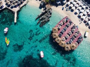 Aerial view of Ksamil beach.